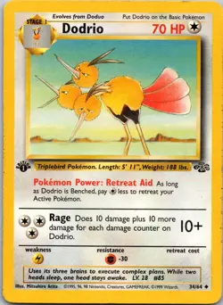 Dodrio 34/64 1st Edition LP Pokemon Card TCG Jungle - Image 1