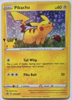Pikachu Pokemon Promo SWSH039 Holo Black Star Pokemon TCG Card - Image 1