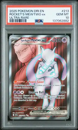 Pokemon Mewtwo EX Team Rockets Ultra Rare Card 213/182 Destined Rivals PSA 10 - Image 1