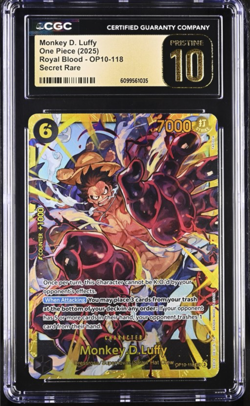 Monkey D Luffy OP10-118 SEC CGC Pristine 10 Royal Blood One Piece Card - Image 1