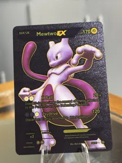Mewtwo EX Black Foil Mint Rare Pokemon TCG Collector Fan Art Card - Image 1