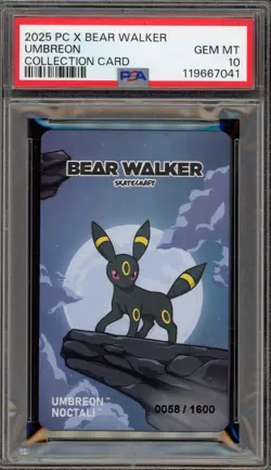 Pokemon Umbreon PM Center X Bear Walker Coll. Card Serialized 0058/1600 PSA 10 - Image 1