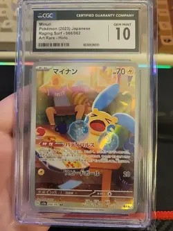 Minun 066/062 Sv3a: Raging Surf Holo CGC 10 Japanese Graded Pokemon TCG Card - Image 1