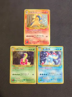 Typhlosion Meganium Feraligatr Japanese Neo Genesis Holo Pokemon Lot HP - Image 1
