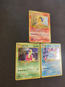 Typhlosion Meganium Feraligatr Japanese Neo Genesis Holo Pokemon Lot HP - Image 2