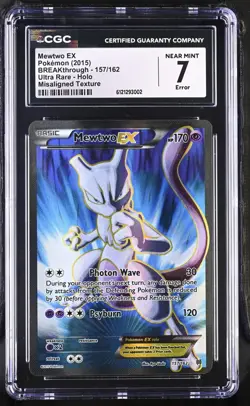 2015 Pokemon Mewtwo EX BREAKthrough 157/162 CGC ERROR NEAR MINT 7 Misaligned - Image 1
