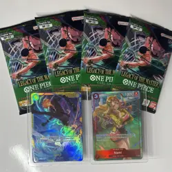 One Piece TCG OP12 Legacy of The Master Packs X4 + Nami AA & Sanji SEC English - Image 1