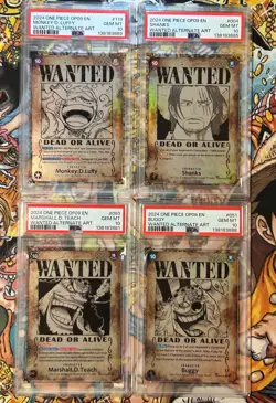 One Piece OP09 Wanted Poster complete set PSA 10 English Luffy Shanks Teach Bugg - Image 2