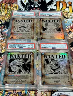 One Piece OP09 Wanted Poster complete set PSA 10 English Luffy Shanks Teach Bugg - Image 3