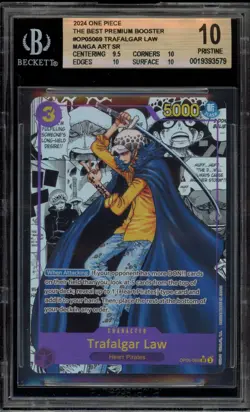 One Piece CCG Trafalgar Law PRB01 Manga Alt Art OP05-069 BGS 10 Pristine - Image 1
