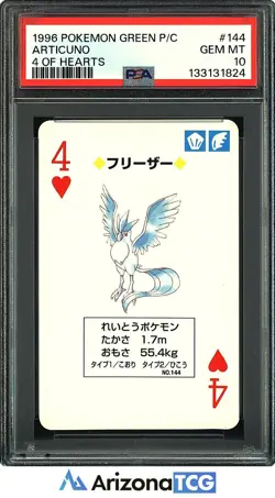 Pokemon 1996 Articuno 144 4 Of Hearts Green Playing Cards Japanese PSA 10 - Image 1
