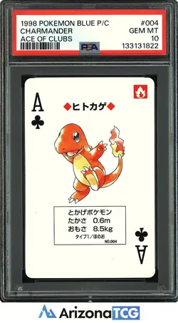 Pokemon 1998 Charmander 004 Ace Of Clubs Blue Playing Card Japanese PSA 10 - Image 1