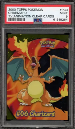 Pokemon Topps Charizard TV Animation Clear Cards #PC3 PSA 9 Mint - Image 1