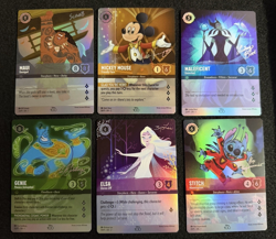 Disney Lorcana D100 Gift Set Promo Card Lot Of 6 - Mickey, Elsa, Stitch, Genie - Image 1
