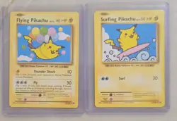 surfing pikachu & flying pikachu rare 2016 pokemon cards. - Image 1