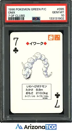 Pokemon 1996 Onix 095 7 Of Clubs Pokemon Green Playing Card Japanese PSA 10 - Image 1