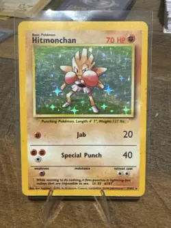 Hitmonchan Holo Rare #7/102 Base Set Pokemon Card NM-/LP+ Vintage WOTC - Image 1