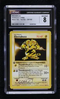 Electabuzz Shadowless 1st Ed. Pokemon Base Set CGC 8 1999 - Image 1