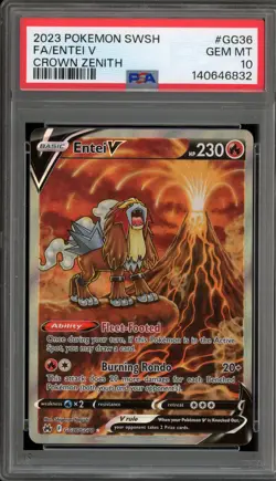Pokemon Entei V Crown Zenith Galarian Gallery Full Art #GG36 PSA 10 Gem Mint - Image 1