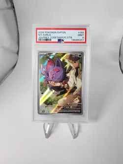 2025 POKEMON JOURNEY TOGETHER POKEMON CENTER ETB PROMO SVP #189 N'S ZORUA PSA 9 - Image 1