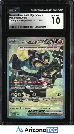 Pokemon 2024 Cornerstone Mask Ogerpon ex 215 HR Twilight Masquerade CGC 10 - Image 1