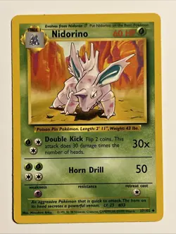 Nidorino 037/102 Base Set Regular 1999 Unlimited Pokemon Game TCG - Image 1