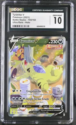 Tyranitar V 155/163 Ultra Rare Holo Battle Styles Pokemon CGC 10 Gem Mint *135 - Image 1