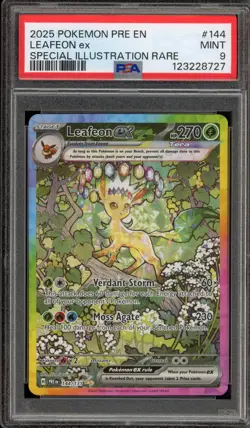Pokemon Leafeon ex Prismatic Evolutions Special Illustration Rare #144 PSA 9 - Image 1