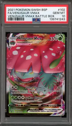 Pokemon Venusaur VMAX Battle Bx. Black Star Full Art Promo SWSH102 PSA 10 - Image 1