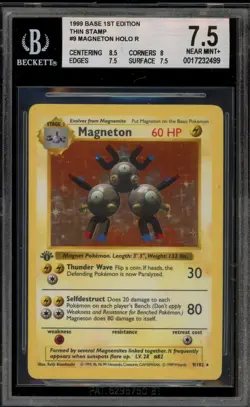 Pokemon Magneton Base Set Shadowless 1st Edition Holo Rare #9 Thin Stamp BGS 7.5 - Image 1