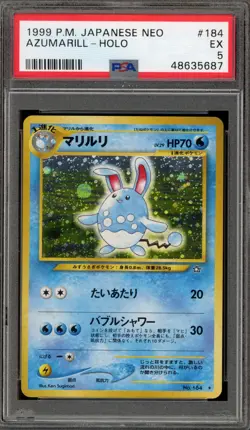 Pokemon Azumarill Neo Japanese Holo Rare #184 PSA 5 - Image 1