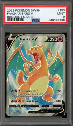 Pokemon Charizard V Brilliant Stars Full Art #153 PSA 9 Mint - Image 1