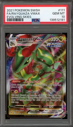 Pokemon Rayquaza VMAX Evolving Skies Full Art #111 PSA 10 Gem Mint - Image 1