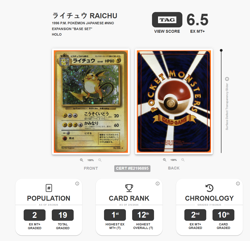 1996 POKEMON BASE SET JAPANESE #26 RAICHU HOLO TAG 6.5 SWIRL NM - Image 1