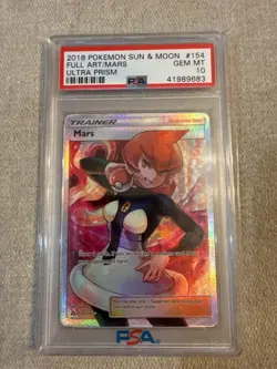 Pokemon Mars 154/156 Sun & Moon Ultra Prism Full Art PSA 10 Gem Mint - Image 1