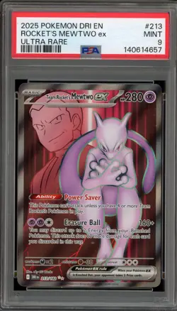 Pokemon Team Rocket's Mewtwo ex Destined Rivals Ultra Rare #213 PSA 9 Mint - Image 1