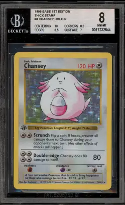 Pokemon Chansey Base Set Shadowless 1st Edition Holo Rare #3 BGS 8 - Image 1