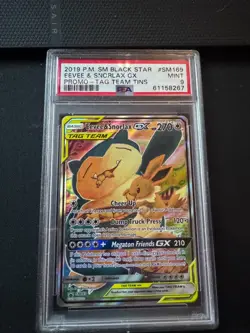Pokemon Eevee & Snorlax 2019 SM Black Star Promo Tag Team GX PSA 9 - Image 1