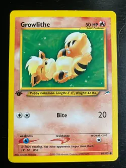Pokemon Neo Destiny Non-Holo 1st Edition Growlithe 68 /105 Excellent Condition - Image 1