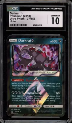 Pokemon Darkrai Prism Star Ultra Prism Holo Rare #77 CGC 10 Gem Mint - Image 1