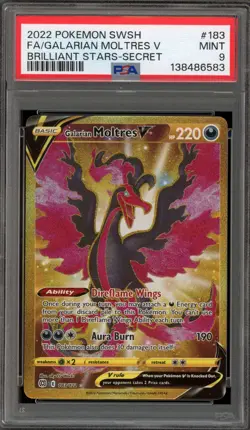 Pokemon Galarian Moltres V Brilliant Stars Secret Rare #183 PSA 9 Mint - Image 1
