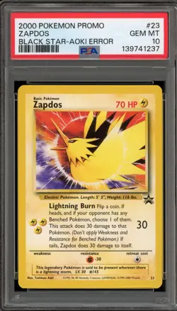 Pokemon Zapdos Movie Black Star Promo #23 AOKI ERROR PSA 10 Gem Mint - Image 1