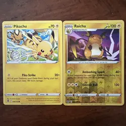 Pikachu 049/195 & Raichu 050/195 Reverse Holo Silver Tempest Pokemon Card Lot NM - Image 1