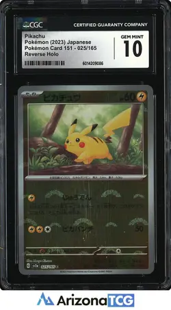 Pokemon 2023 Pikachu 025 Reverse Holo Pokemon Card 151 Japanese GEM MINT CGC 10 - Image 1