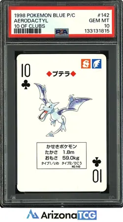 Pokemon 1998 Aerodactyl 142 10 Of Clubs Blue Playing Cards Japanese PSA 10 - Image 1