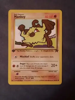 Pokemon Card Team Rocket 1st Edition Regular Finish Mankey 61/82 Vintage - Image 1