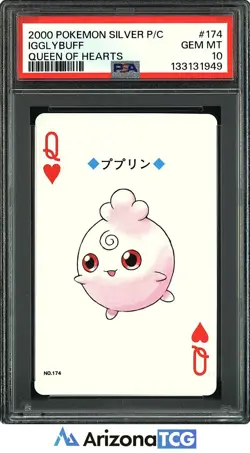Pokemon 2000 Igglybuff 174 Queen Of Hearts Silver Playing Cards Japanese PSA 10 - Image 1