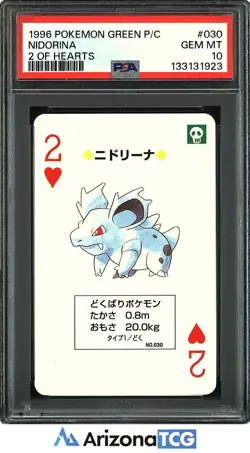 Pokemon 1996 Nidorina 030 2 Of Hearts Green Playing Card Japanese PSA 10 - Image 1