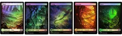 MTG FOIL WILDS OF ELDRAIN WOE - FULL ART BASIC LAND - ONE OF EACH - 5 TOTAL - Image 1