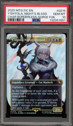 Magic MTG Y'shtola, Night's Blessed FIC CHAR Borderless Surge Foil #0215 PSA 10 - Image 1